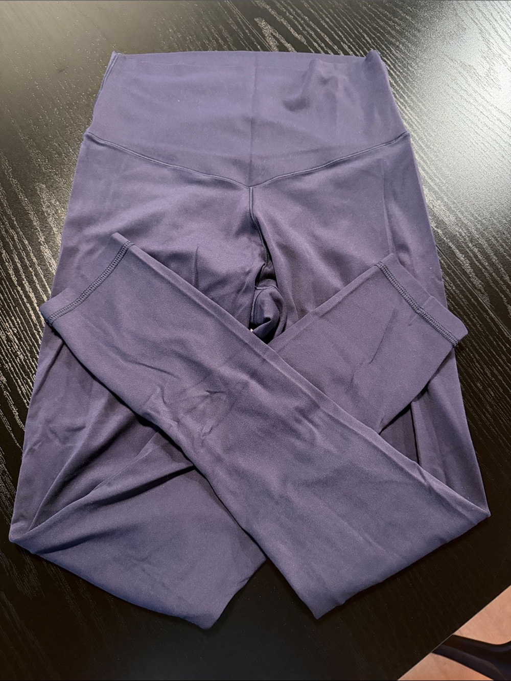 High-Waist Solid Navy Leggings
